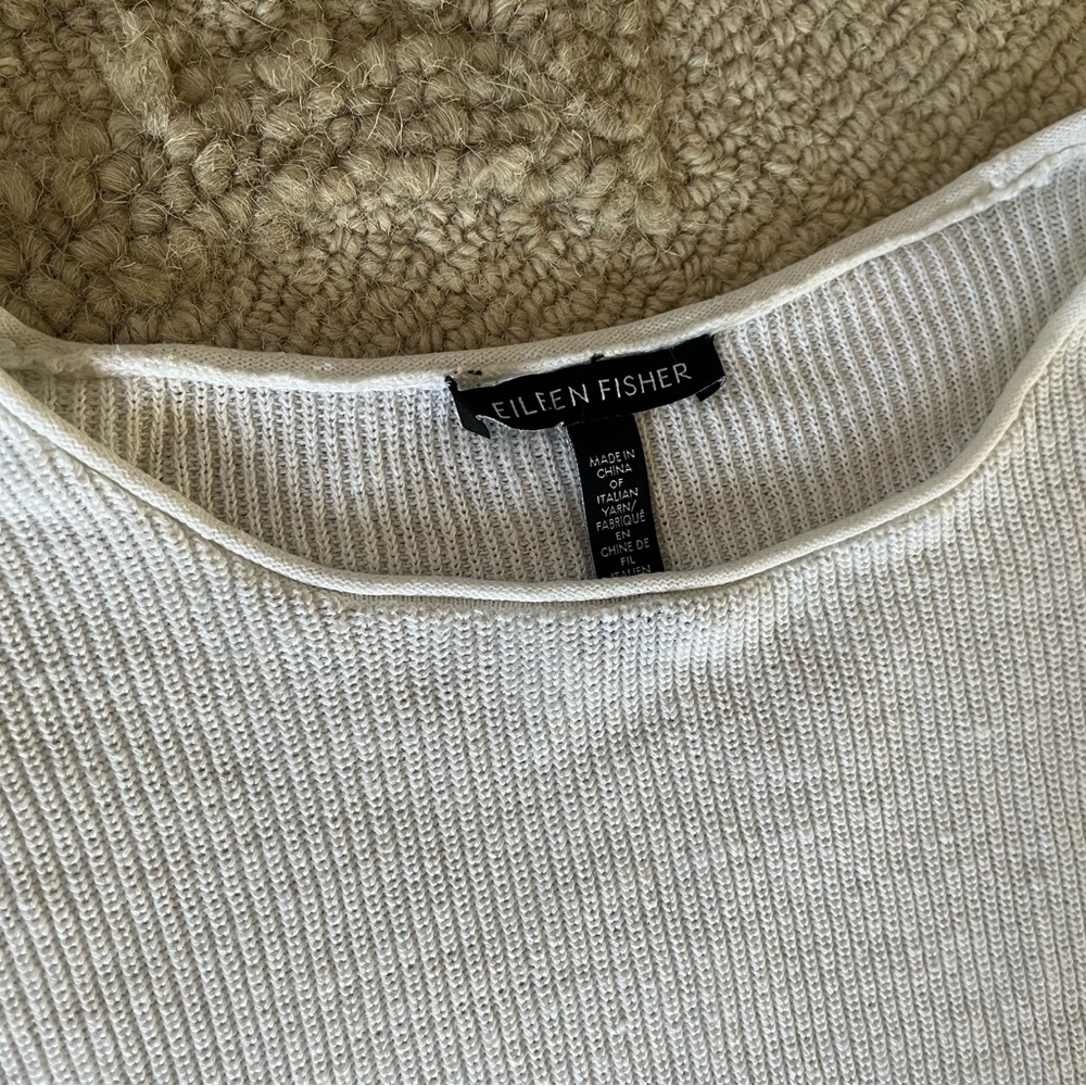 Organic Linen Eileen Fisher Oversized Cropped Sleeveless Top Coastal Minimal - Picture 2 of 7